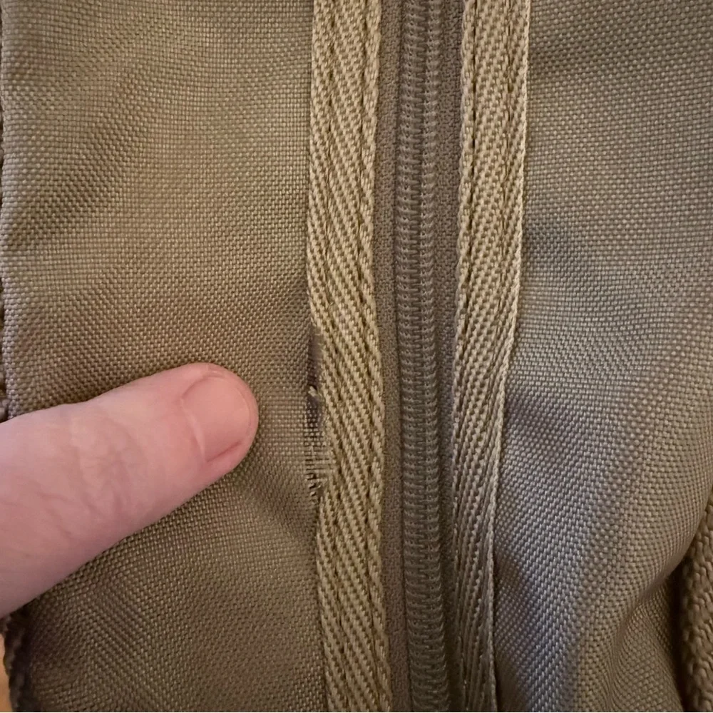 Vintage Pierre Cardin Tan Nylon Duffel Travel Bag with Shoulder Strap